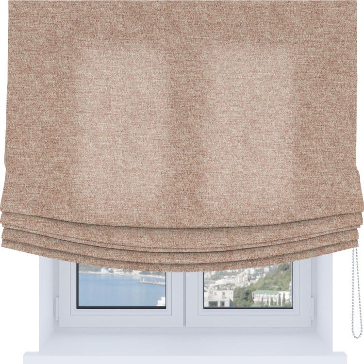 Римская штора Soft с мягкими складками, ткань лён кашемир розовая пудра